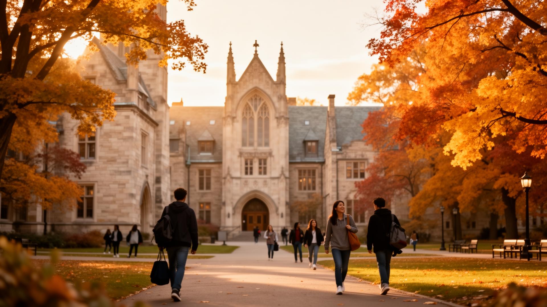 Canadian university campus at golden hour